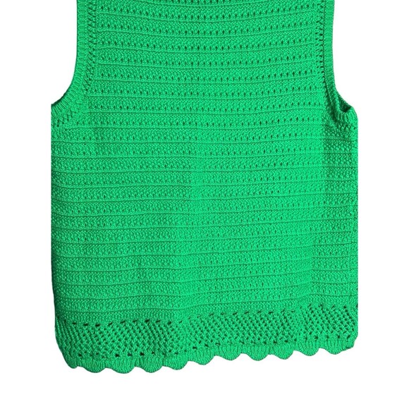 J Crew Womens Sweater Vest XS Kelly Green Crochet Knit Boho Twee Layering School - Picture 9 of 10